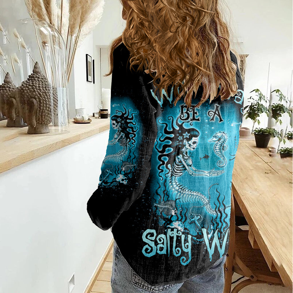 Salty Witch Mermaid Halloween Women Casual Shirt - Wonder Print Shop
