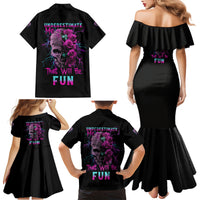Underestimate Me Rose Skull Family Matching Mermaid Dress and Hawaiian Shirt - Wonder Print Shop
