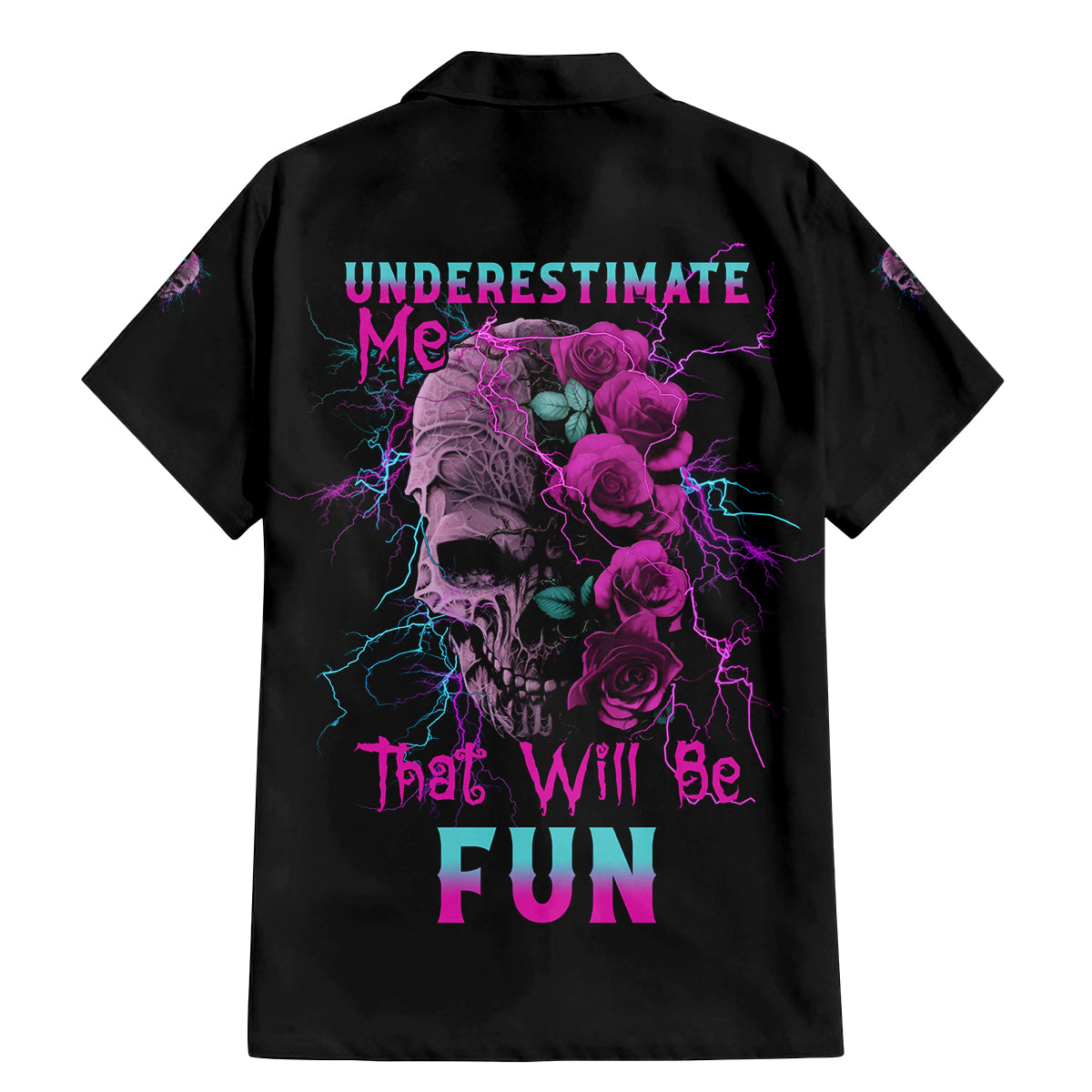 Underestimate Me Rose Skull Family Matching Mermaid Dress and Hawaiian Shirt - Wonder Print Shop