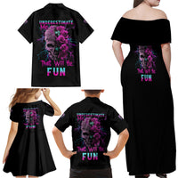 Underestimate Me Rose Skull Family Matching Off Shoulder Maxi Dress and Hawaiian Shirt - Wonder Print Shop