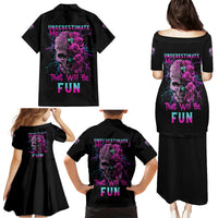 Underestimate Me Rose Skull Family Matching Puletasi Dress and Hawaiian Shirt - Wonder Print Shop