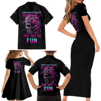 Underestimate Me Rose Skull Family Matching Short Sleeve Bodycon Dress and Hawaiian Shirt - Wonder Print Shop