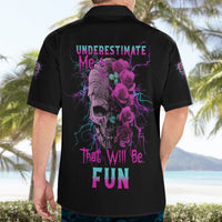 Underestimate Me Rose Skull Hawaiian Shirt - Wonder Print Shop