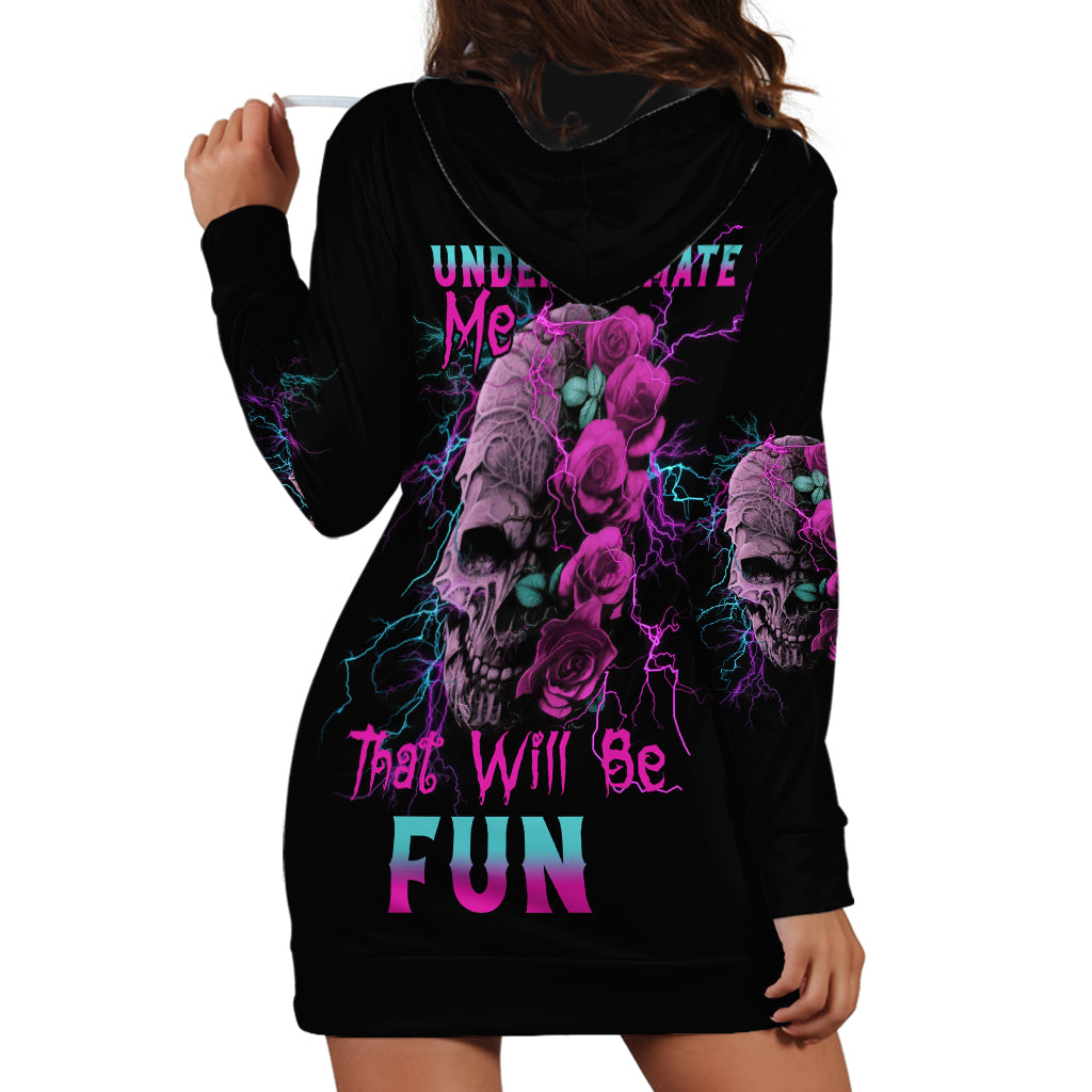 Underestimate Me Rose Skull Hoodie Dress - Wonder Print Shop