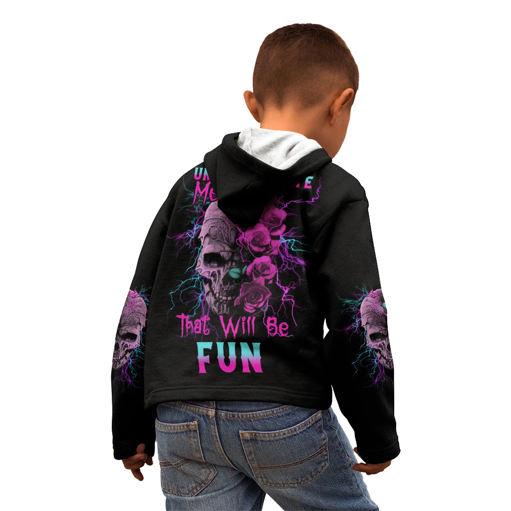Underestimate Me Rose Skull Kid Hoodie - Wonder Print Shop
