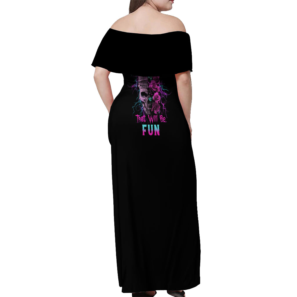 Underestimate Me Rose Skull Off Shoulder Maxi Dress - Wonder Print Shop