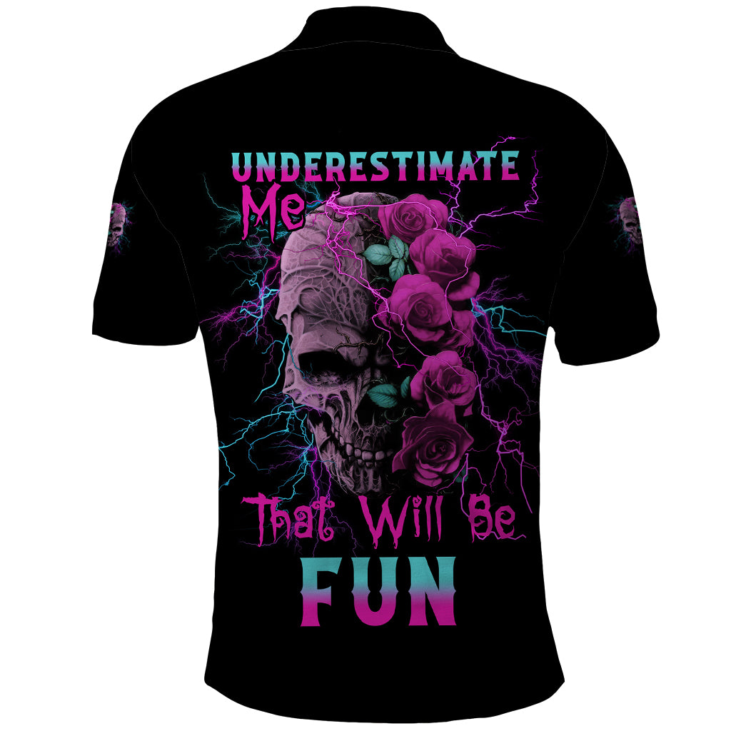 Underestimate Me Rose Skull Polo Shirt - Wonder Print Shop