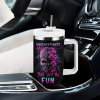 Underestimate Me Rose Skull Tumbler With Handle - Wonder Print Shop