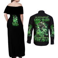 I Am The Storm Skull Couples Matching Off Shoulder Maxi Dress and Long Sleeve Button Shirt - Wonder Print Shop