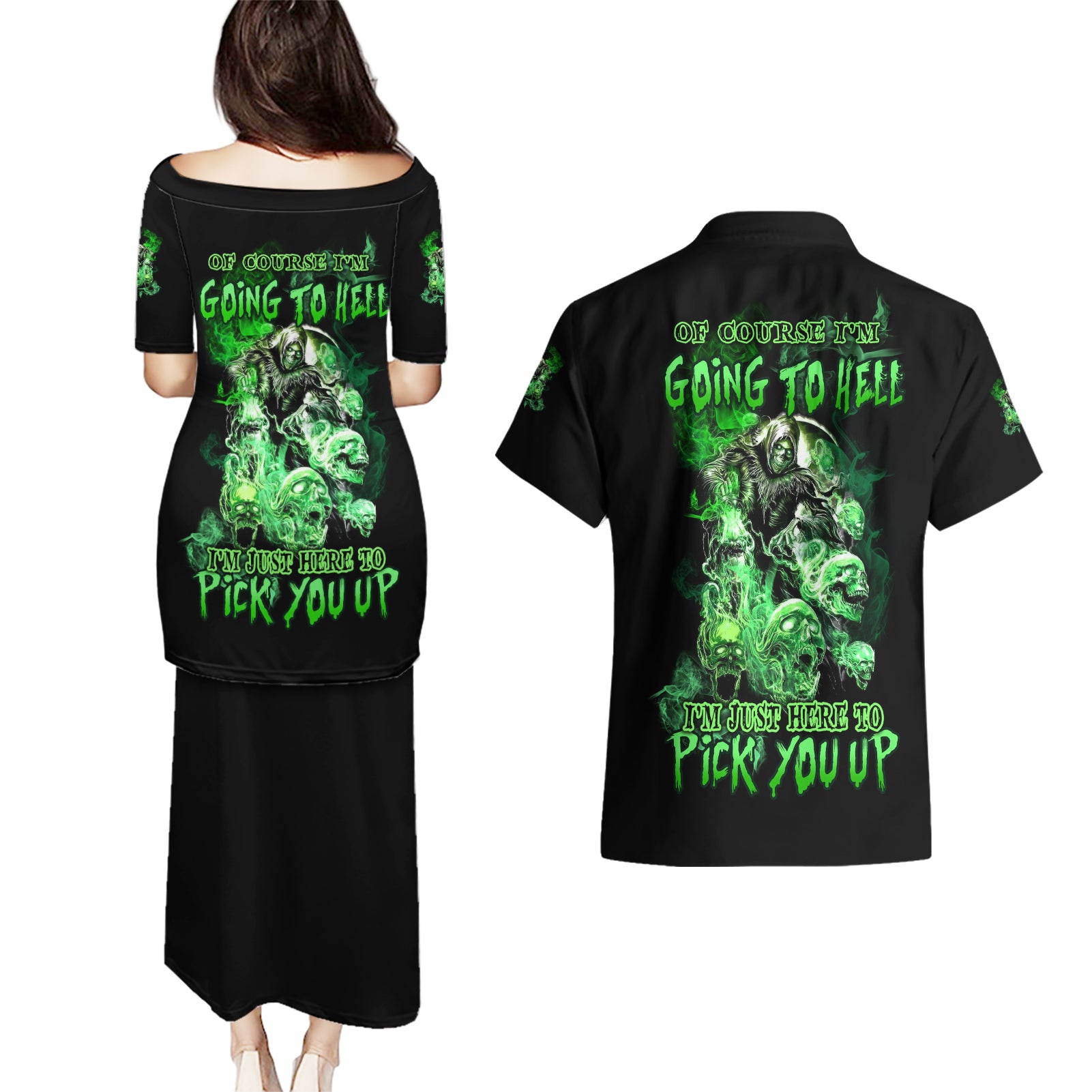 I Am The Storm Skull Couples Matching Puletasi Dress and Hawaiian Shirt - Wonder Print Shop