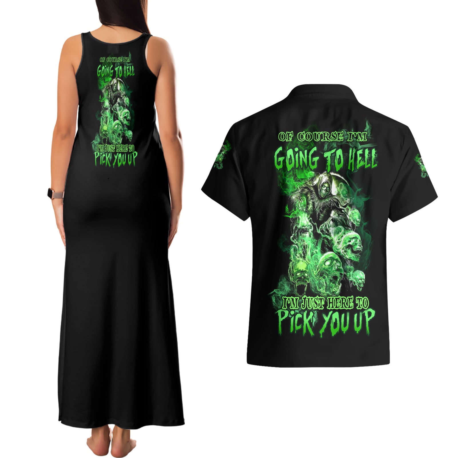 I Am The Storm Skull Couples Matching Tank Maxi Dress and Hawaiian Shirt - Wonder Print Shop