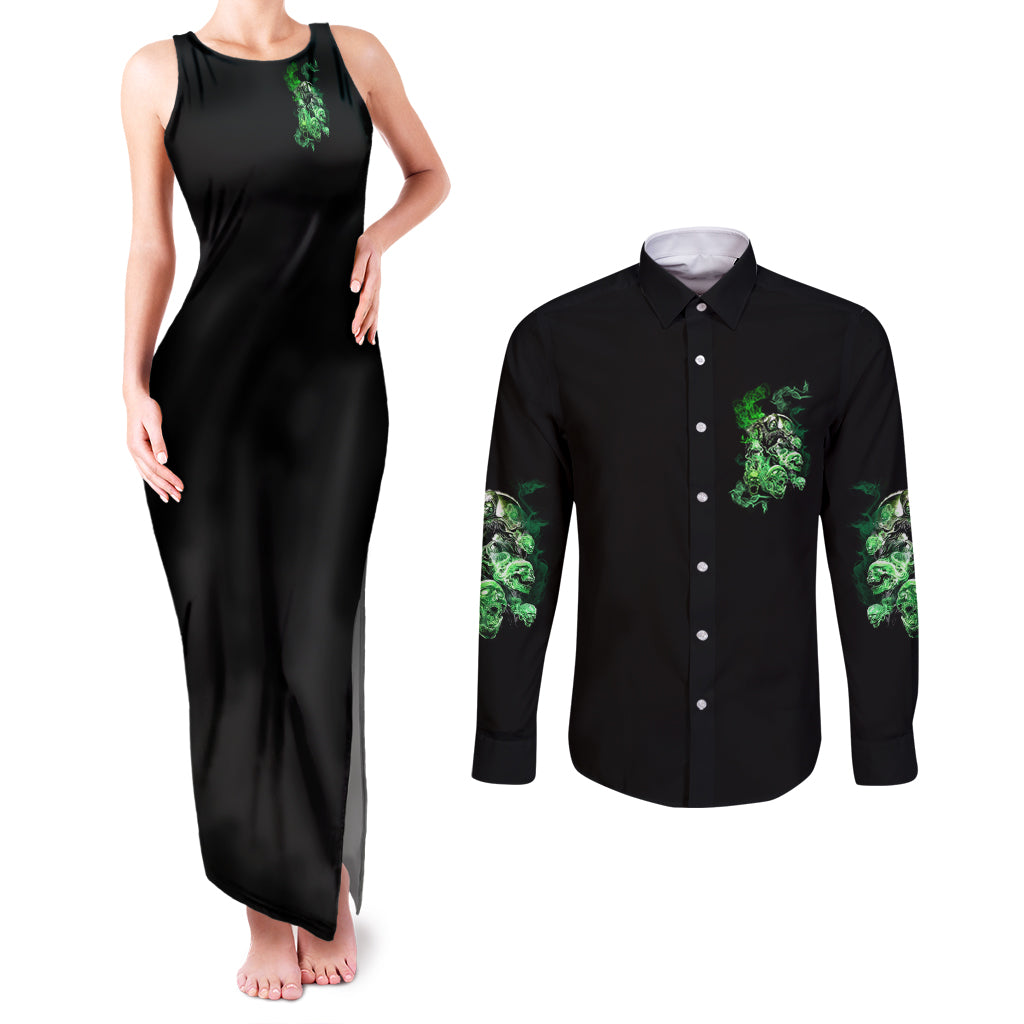 I Am The Storm Skull Couples Matching Tank Maxi Dress and Long Sleeve Button Shirt - Wonder Print Shop