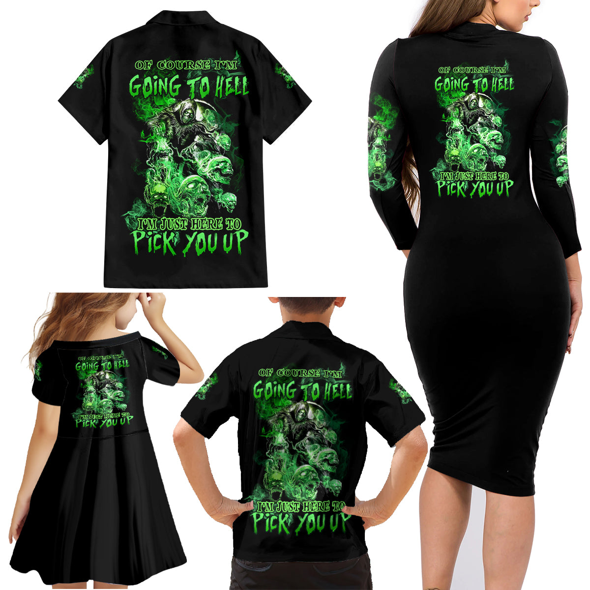 I Am The Storm Skull Family Matching Long Sleeve Bodycon Dress and Hawaiian Shirt - Wonder Print Shop