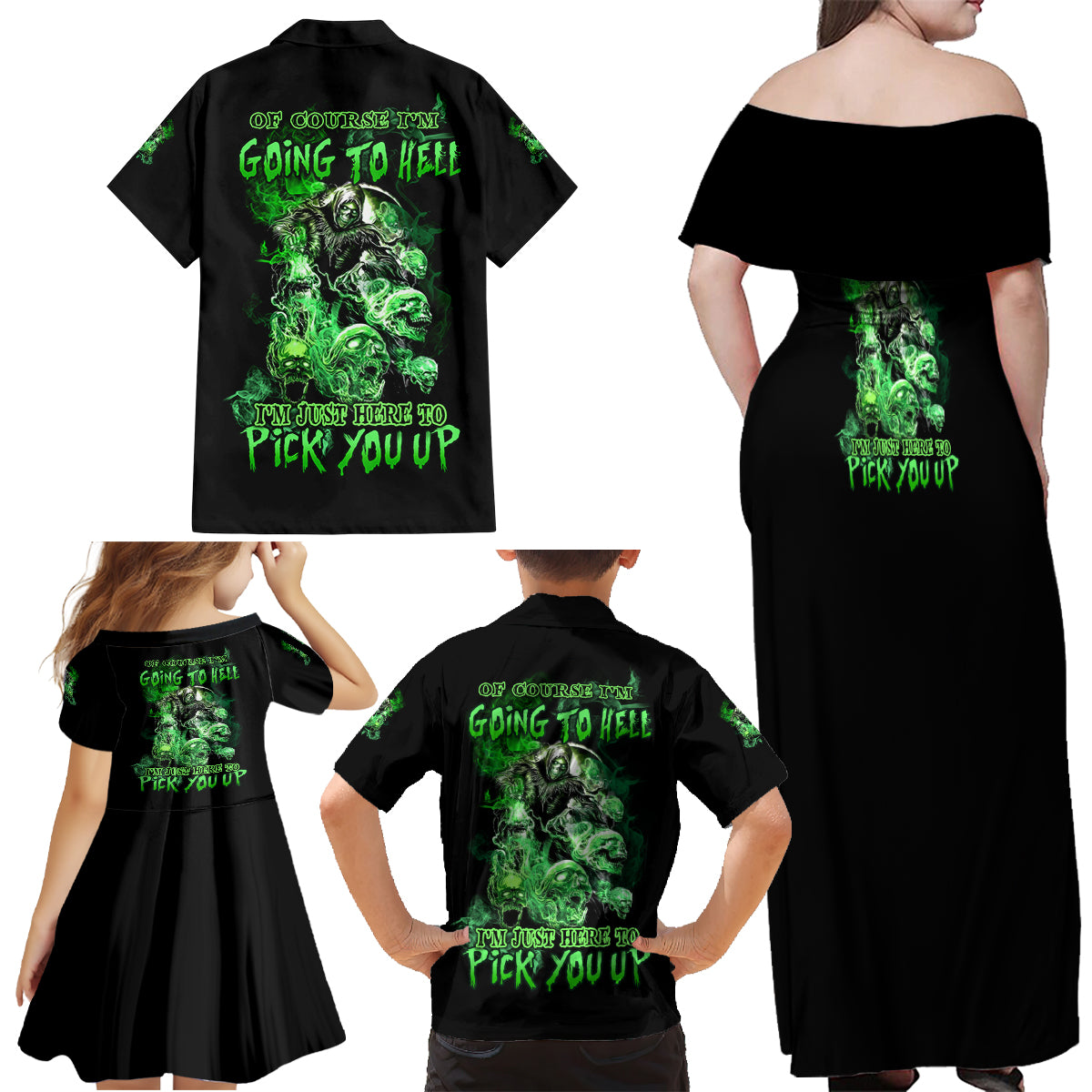 I Am The Storm Skull Family Matching Off Shoulder Maxi Dress and Hawaiian Shirt - Wonder Print Shop