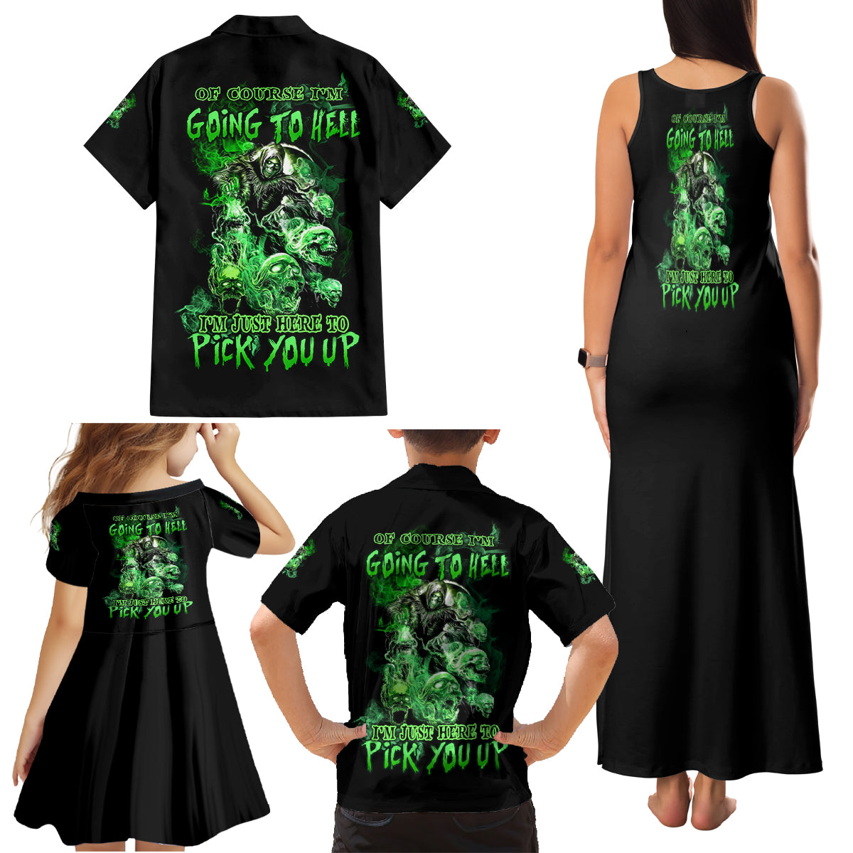 I Am The Storm Skull Family Matching Tank Maxi Dress and Hawaiian Shirt - Wonder Print Shop