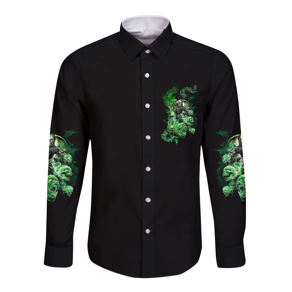 I Am The Storm Skull Long Sleeve Button Shirt - Wonder Print Shop