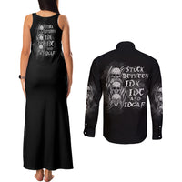 I'm Never Alone Skull Reaper Couples Matching Tank Maxi Dress and Long Sleeve Button Shirt - Wonder Print Shop