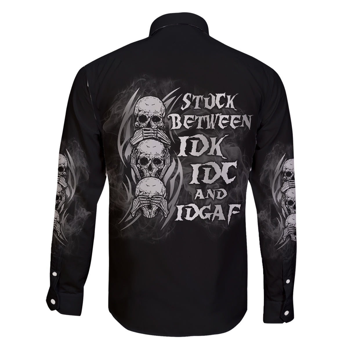 I'm Never Alone Skull Reaper Family Matching Off Shoulder Long Sleeve Dress and Hawaiian Shirt - Wonder Print Shop