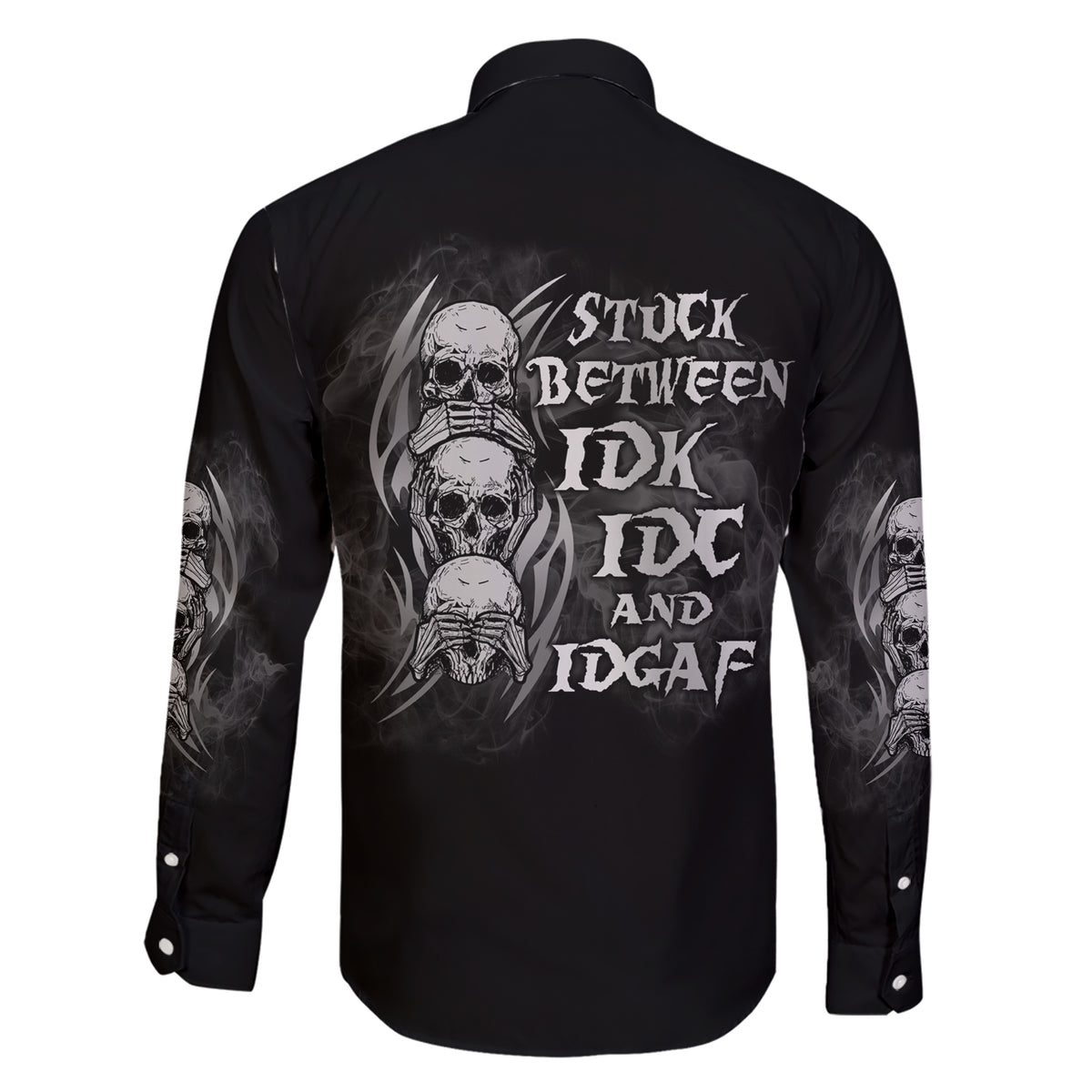 I'm Never Alone Skull Reaper Family Matching Short Sleeve Bodycon Dress and Hawaiian Shirt - Wonder Print Shop