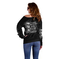 I'm Never Alone Skull Reaper Off Shoulder Sweater - Wonder Print Shop