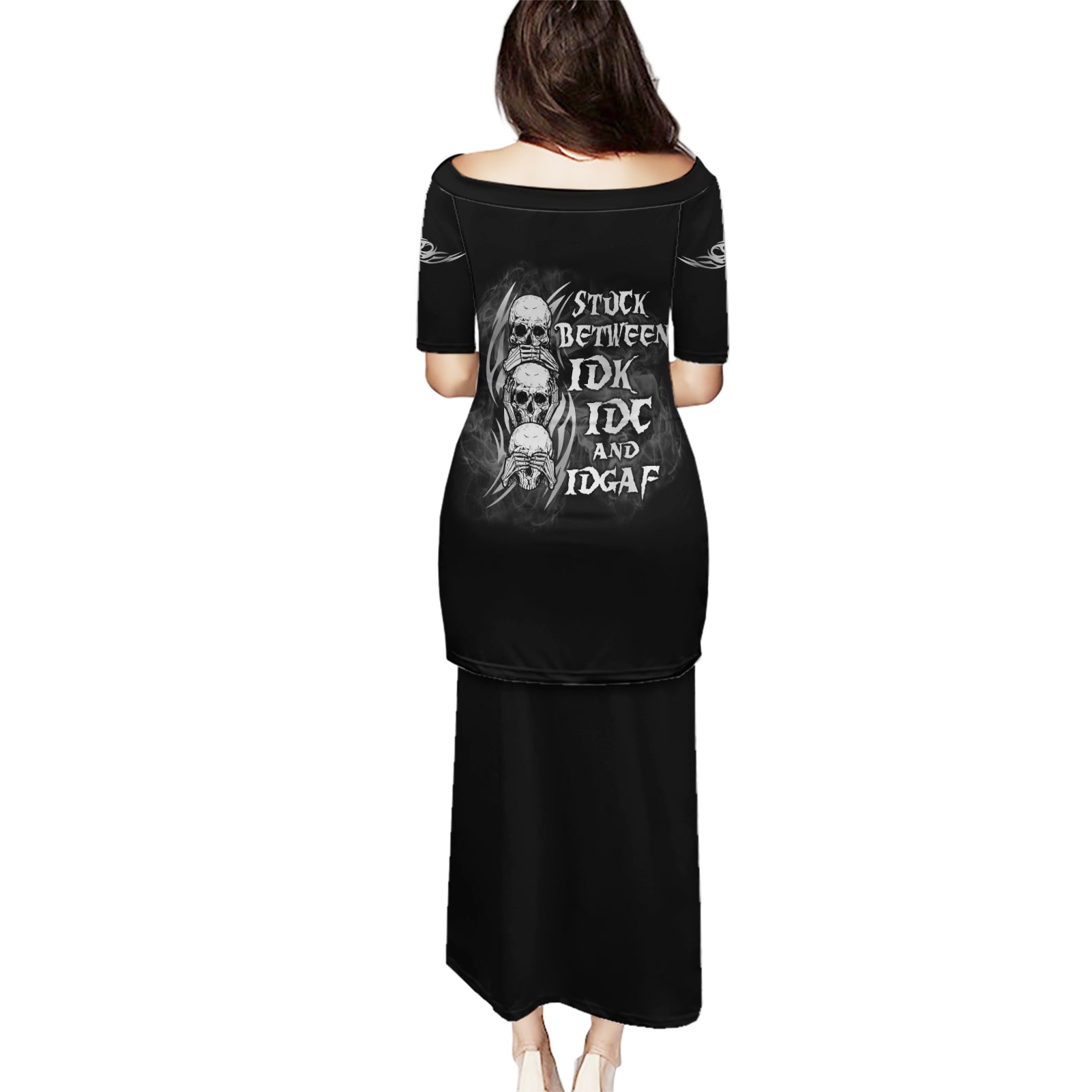 I'm Never Alone Skull Reaper Puletasi - Wonder Print Shop