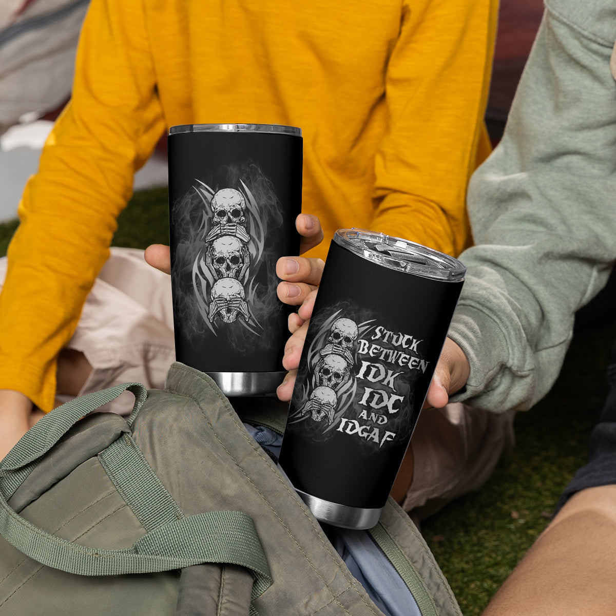 I'm Never Alone Skull Reaper Tumbler Cup - Wonder Print Shop