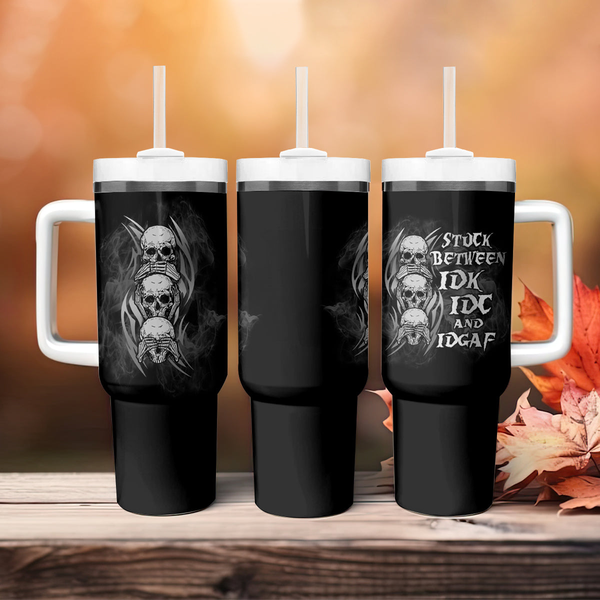 I'm Never Alone Skull Reaper Tumbler With Handle - Wonder Print Shop