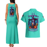 Hocus Pocus Time Witches Halloween Couples Matching Tank Maxi Dress and Hawaiian Shirt - Wonder Print Shop