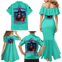 Hocus Pocus Time Witches Halloween Family Matching Mermaid Dress and Hawaiian Shirt - Wonder Print Shop