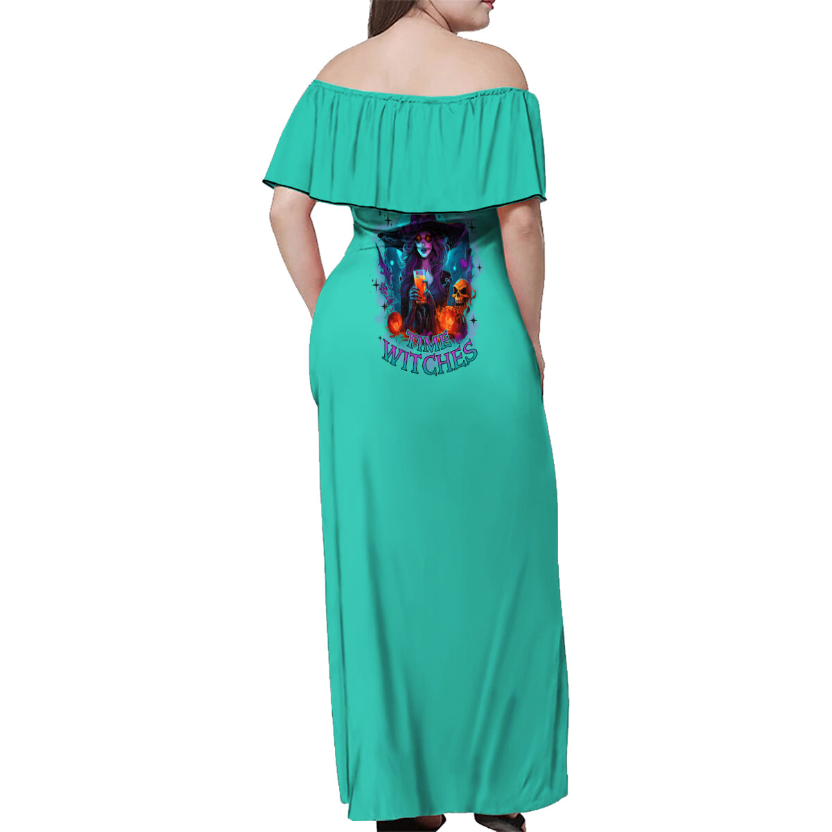 Hocus Pocus Time Witches Halloween Family Matching Off Shoulder Maxi Dress and Hawaiian Shirt - Wonder Print Shop