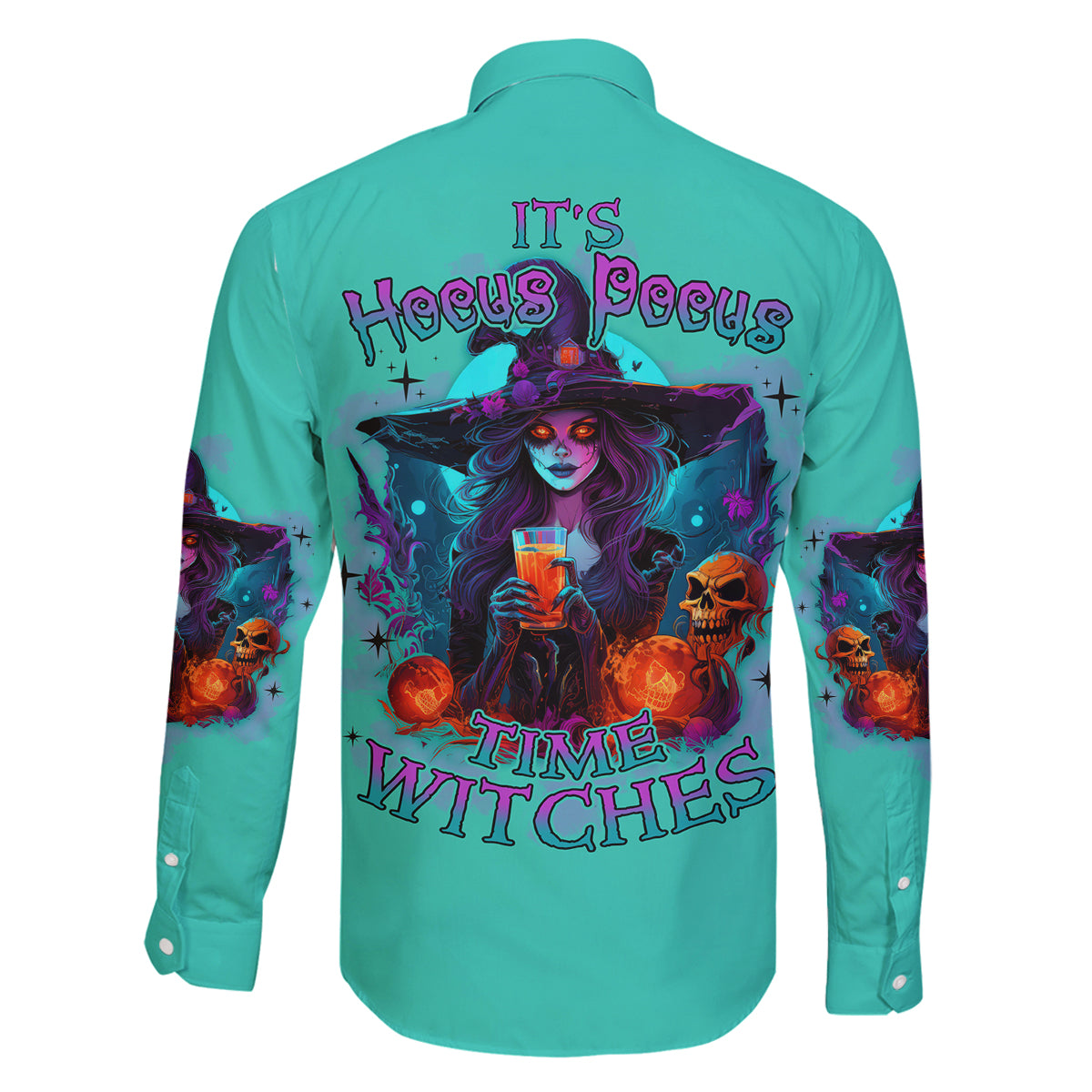 Hocus Pocus Time Witches Halloween Family Matching Off Shoulder Short Dress and Hawaiian Shirt - Wonder Print Shop