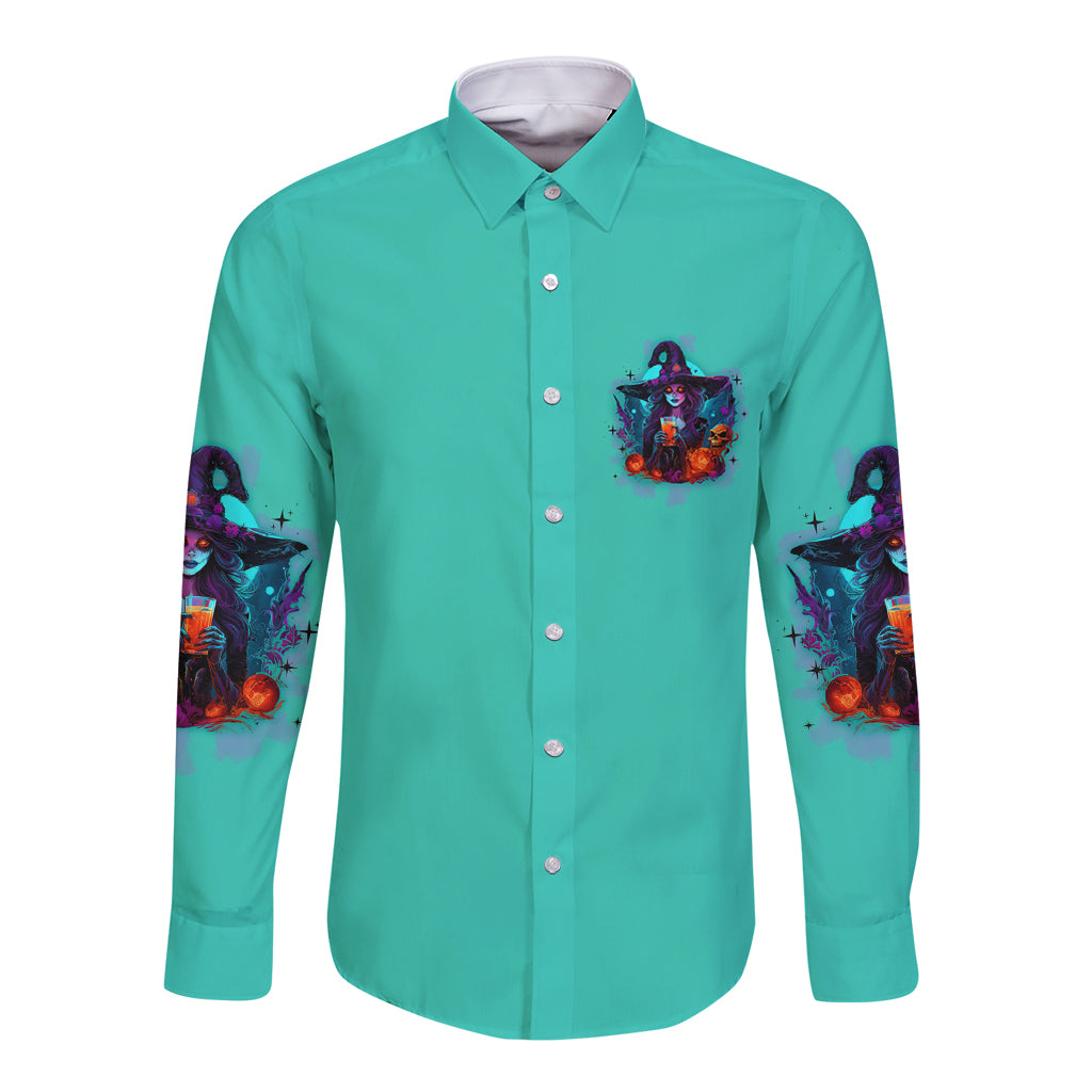 Hocus Pocus Time Witches Halloween Long Sleeve Button Shirt - Wonder Print Shop
