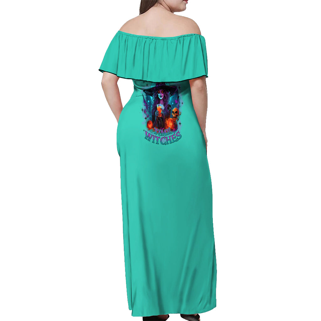 Hocus Pocus Time Witches Halloween Off Shoulder Maxi Dress - Wonder Print Shop
