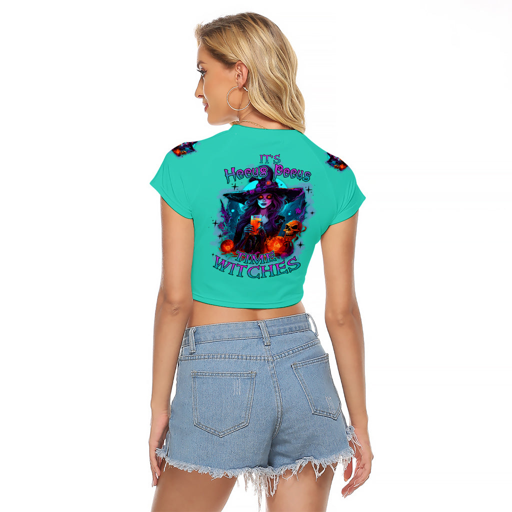 Hocus Pocus Time Witches Halloween Raglan Cropped T Shirt - Wonder Print Shop