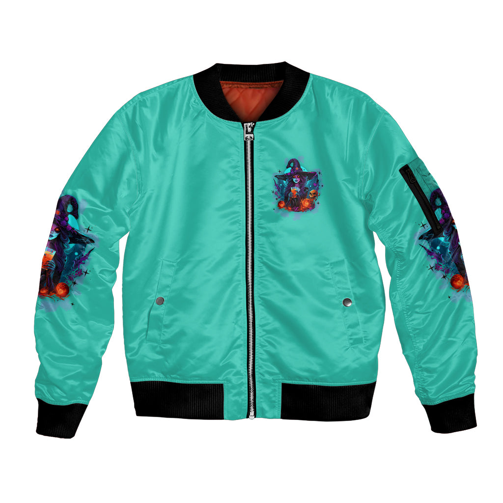 Hocus Pocus Time Witches Halloween Sleeve Zip Bomber Jacket - Wonder Print Shop
