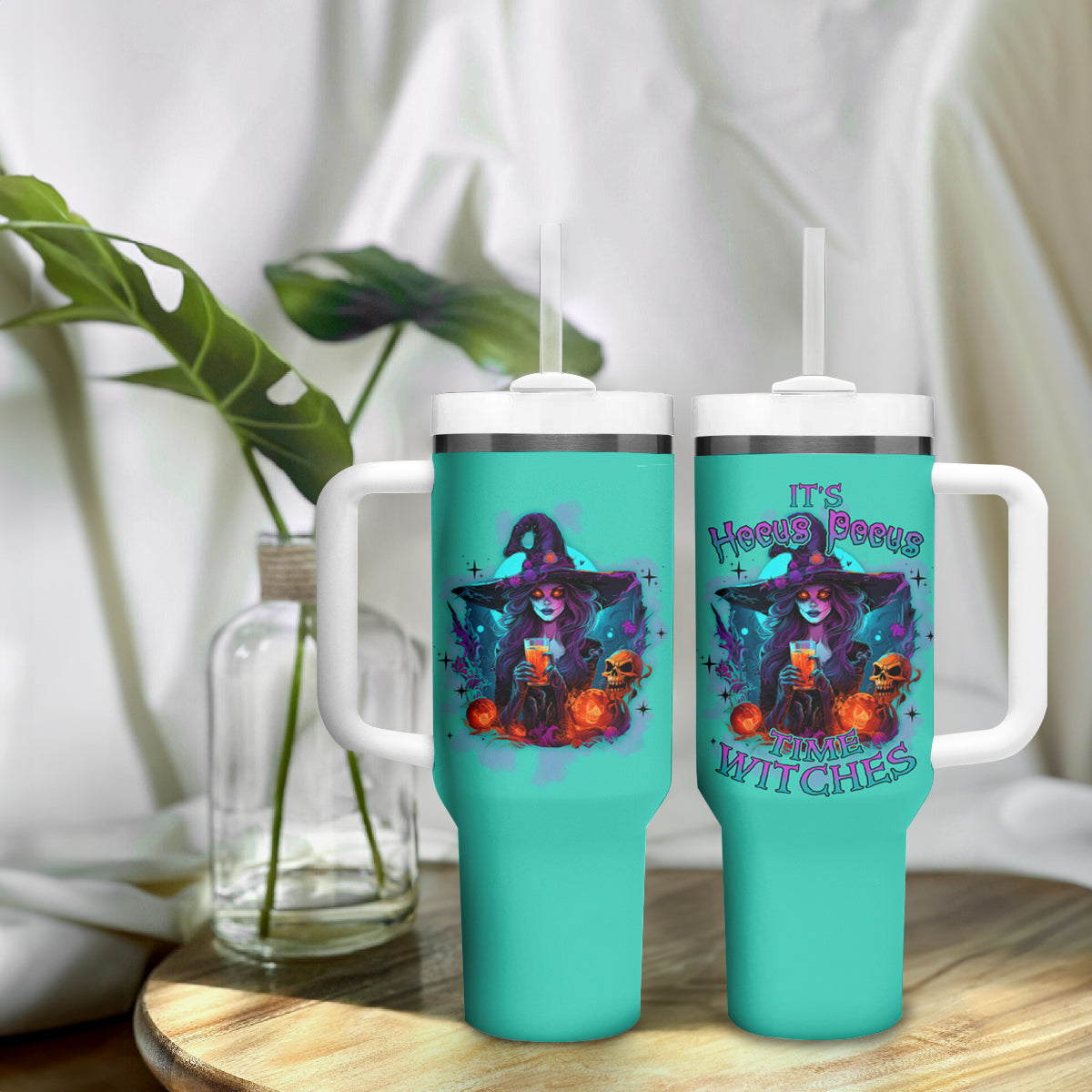 Hocus Pocus Time Witches Halloween Tumbler With Handle - Wonder Print Shop