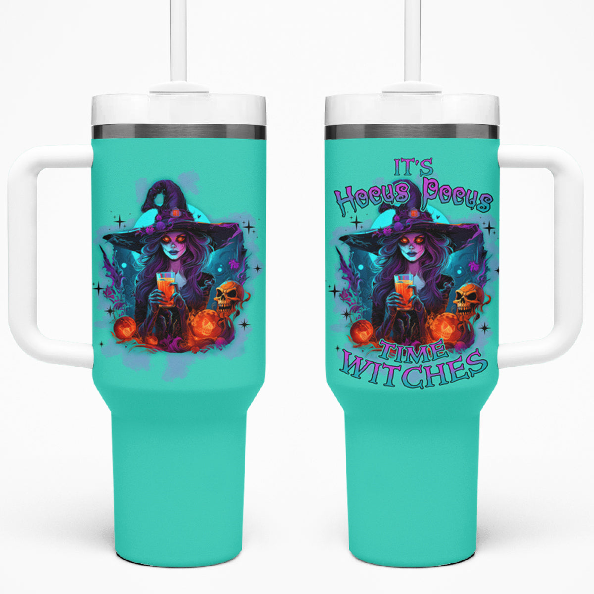 Hocus Pocus Time Witches Halloween Tumbler With Handle - Wonder Print Shop