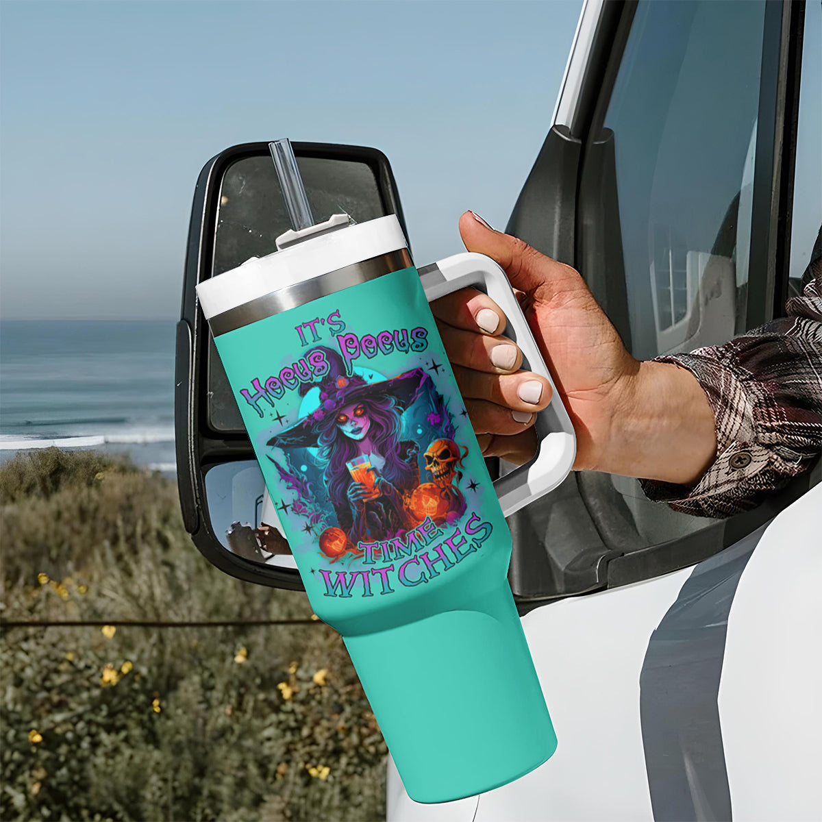 Hocus Pocus Time Witches Halloween Tumbler With Handle - Wonder Print Shop