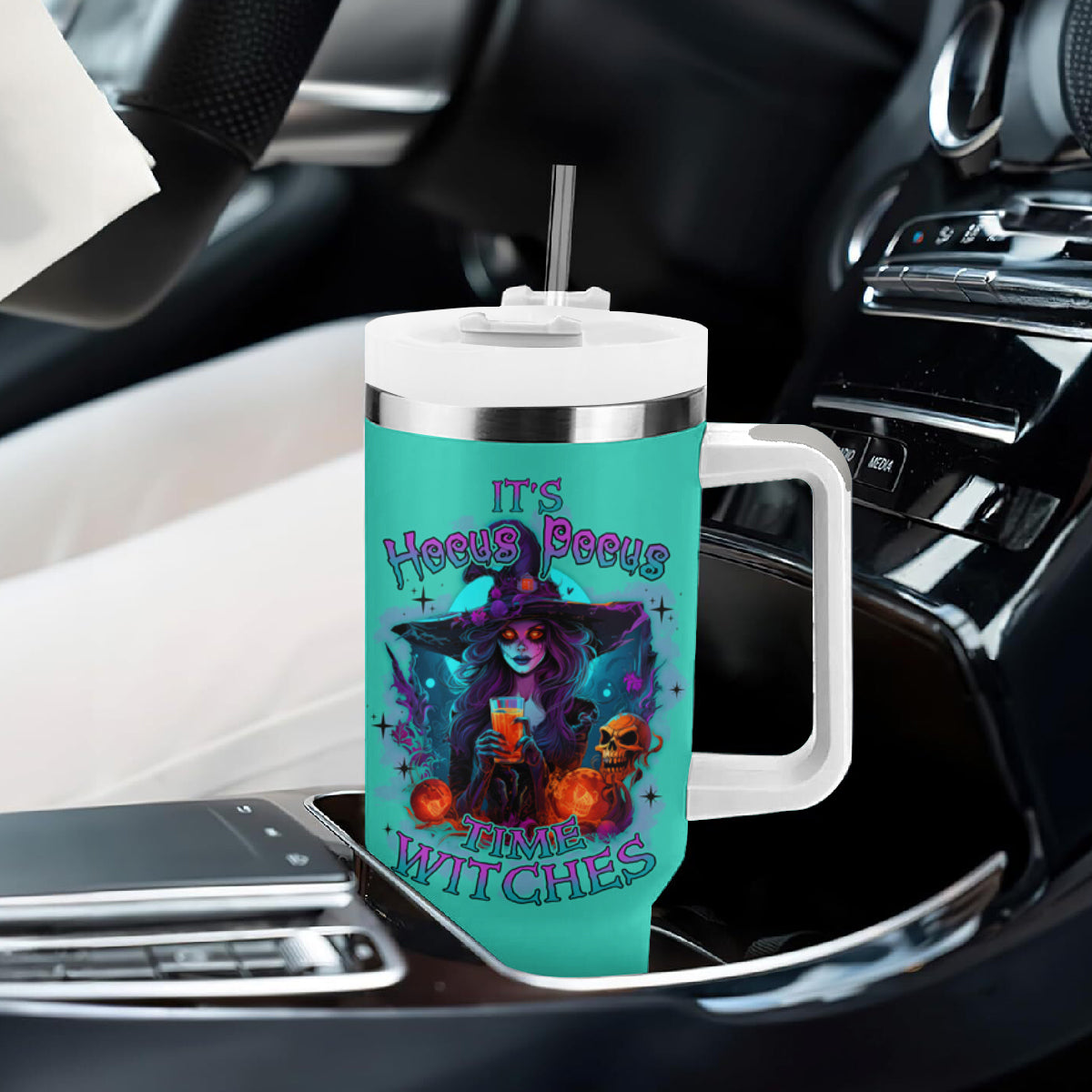 Hocus Pocus Time Witches Halloween Tumbler With Handle - Wonder Print Shop