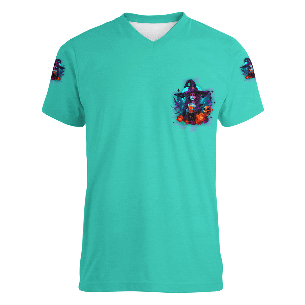 Hocus Pocus Time Witches Halloween Women V Neck T Shirt - Wonder Print Shop