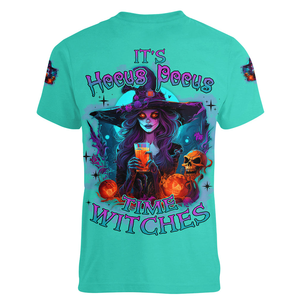 Hocus Pocus Time Witches Halloween Women V Neck T Shirt - Wonder Print Shop