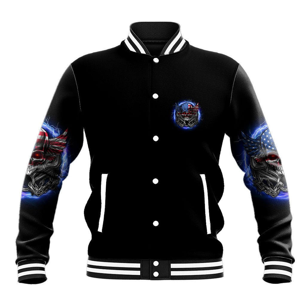 If I'm Too Quiet And Smiling America Skull Wings Baseball Jacket - Wonder Print Shop