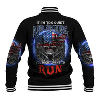 If I'm Too Quiet And Smiling America Skull Wings Baseball Jacket - Wonder Print Shop