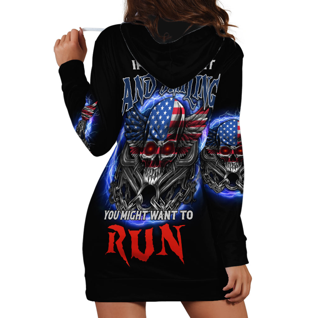 If I'm Too Quiet And Smiling America Skull Wings Hoodie Dress - Wonder Print Shop