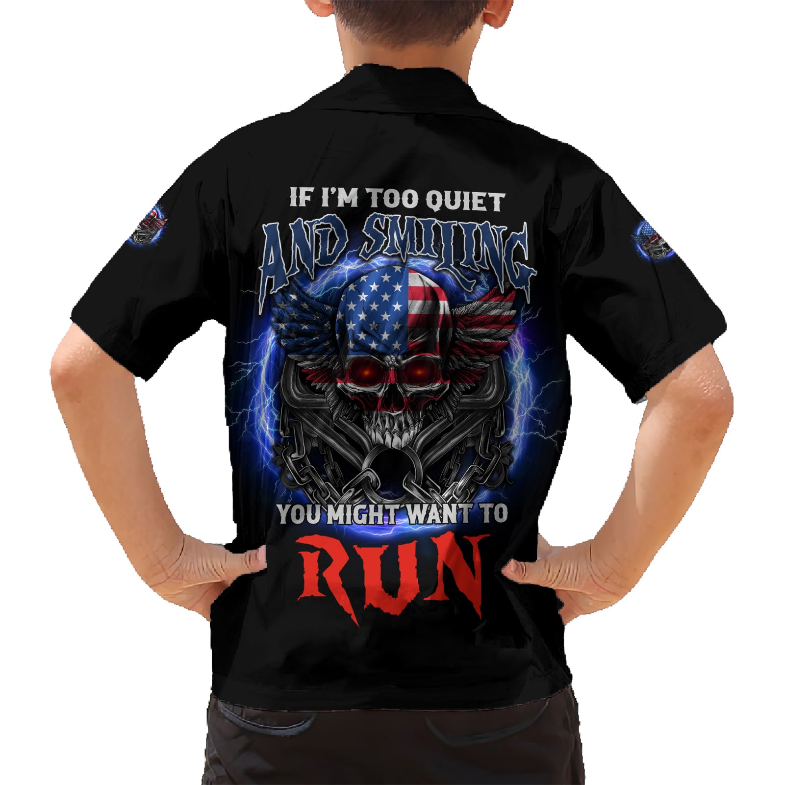 If I'm Too Quiet And Smiling America Skull Wings Kid Hawaiian Shirt - Wonder Print Shop