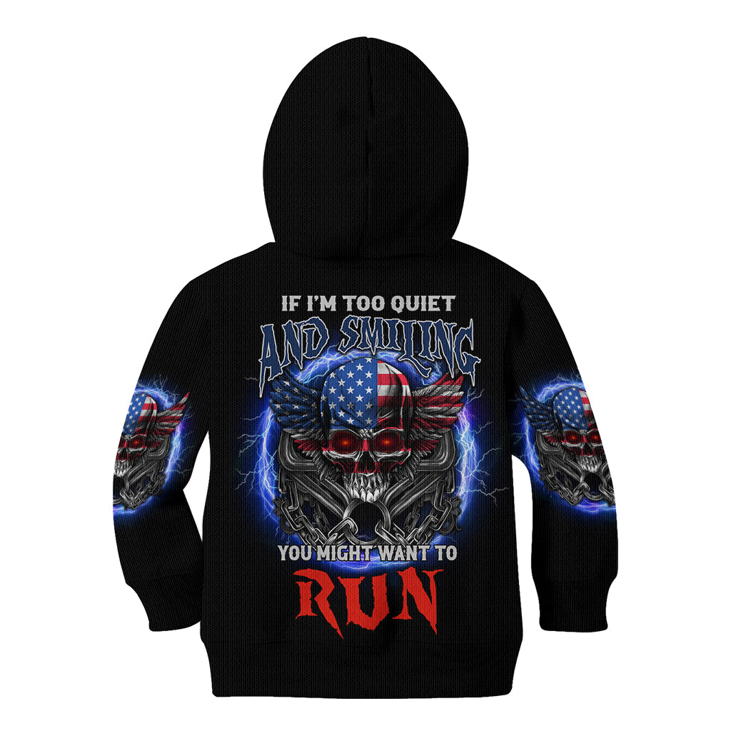 If I'm Too Quiet And Smiling America Skull Wings Kid Hoodie - Wonder Print Shop