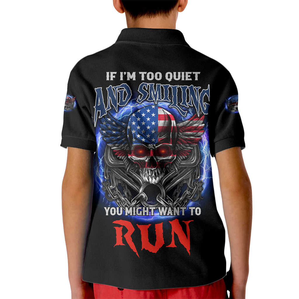 If I'm Too Quiet And Smiling America Skull Wings Kid Polo Shirt - Wonder Print Shop