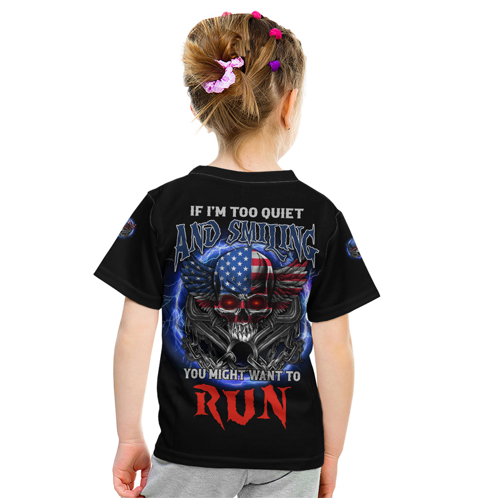 If I'm Too Quiet And Smiling America Skull Wings Kid T Shirt - Wonder Print Shop