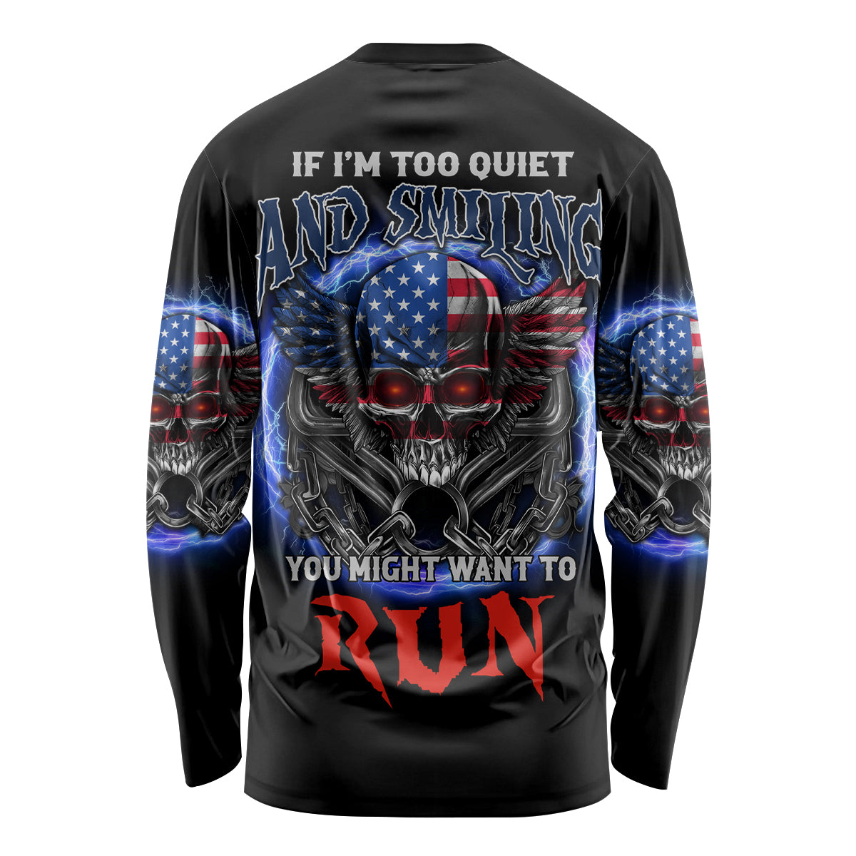 If I'm Too Quiet And Smiling America Skull Wings Long Sleeve Shirt - Wonder Print Shop