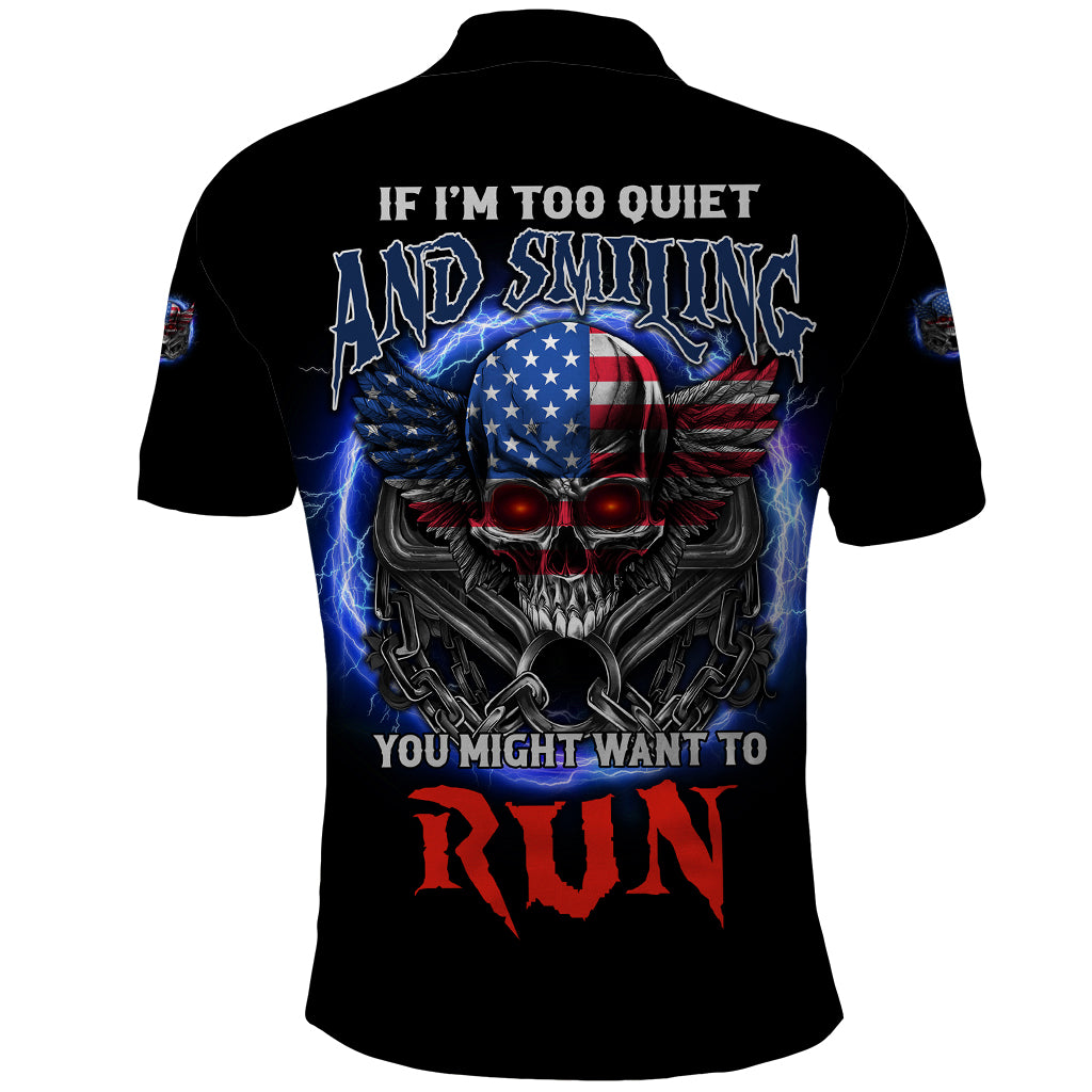 If I'm Too Quiet And Smiling America Skull Wings Polo Shirt - Wonder Print Shop